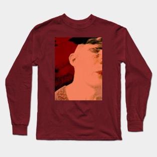 Portrait, digital collage and special processing. Hard situation, but men looking on us. Beautiful. Red, pink and green. Like drawn. Long Sleeve T-Shirt